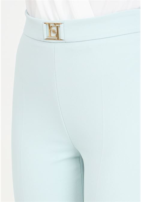 Aqua green women's trousers with golden logo ELISABETTA FRANCHI | Pants | PAT1441E2BV9