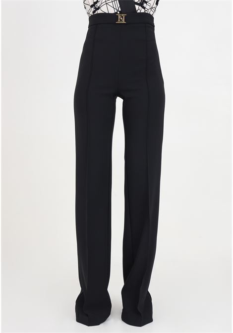 Black women's trousers in stretch crepe ELISABETTA FRANCHI | PAT1541E2110