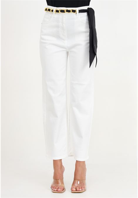 Jeans da donna bianchi con foulard ELISABETTA FRANCHI | Jeans | PJ42D41E2360