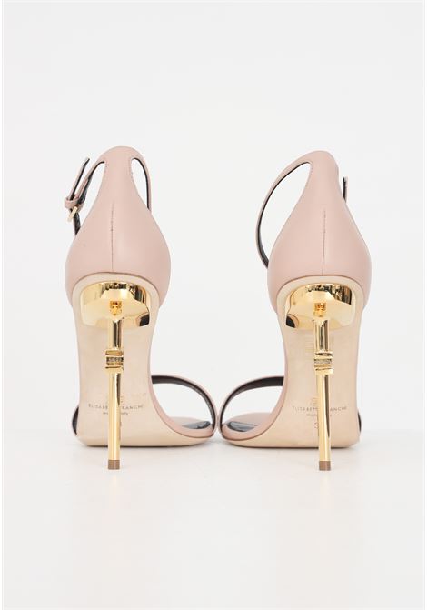 Women's sandals in beige leather with logo heel ELISABETTA FRANCHI | Party Shoes | SA23B41E2181