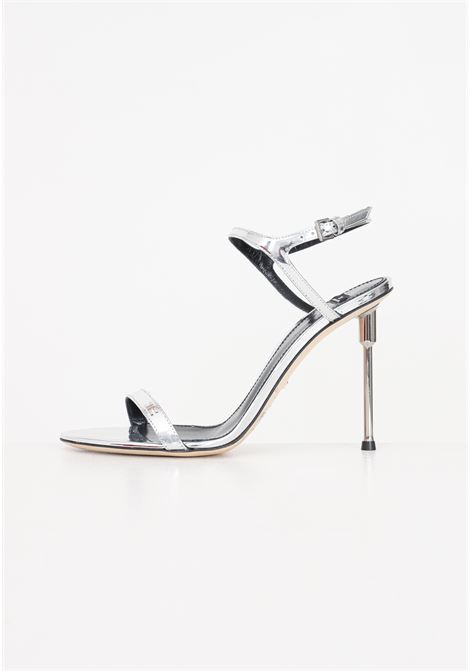 Silver women's sandals in metallic leather ELISABETTA FRANCHI | Party Shoes | SA34L42E2900