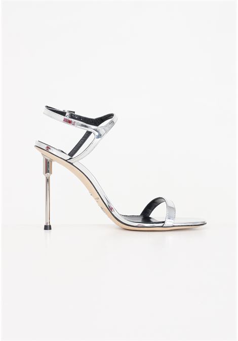 Silver women's sandals in metallic leather ELISABETTA FRANCHI | Party Shoes | SA34L42E2900