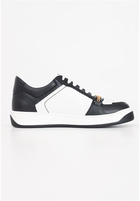 Women's sneakers in ivory and black leather with embroidered logo ELISABETTA FRANCHI | Sneakers | SA54G41E2309