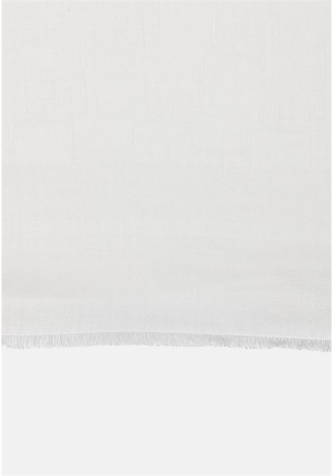 Stola bianca da donna pashmina jacquard donna logo allover ELISABETTA FRANCHI | Sciarpe | SC03F41E2360