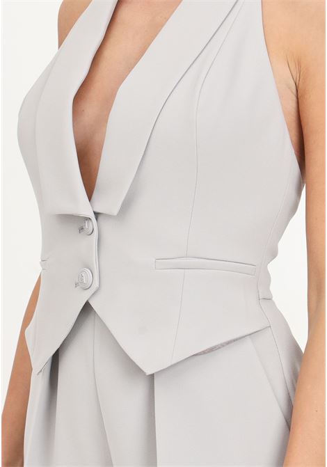 Pearl gray crepe women's short jumpsuit with vest ELISABETTA FRANCHI | Sport suits | TU01342E2155