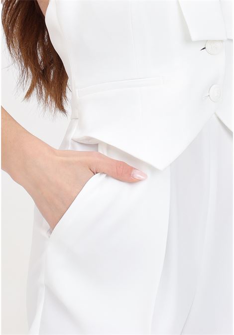 White crepe women's short jumpsuit with vest ELISABETTA FRANCHI | TU01342E2360