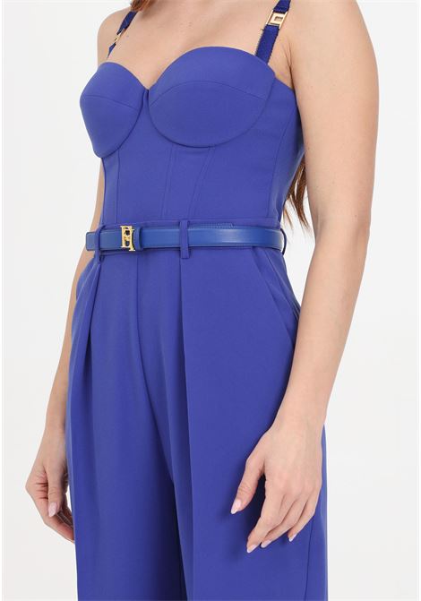 Women's indigo blue crepe jumpsuit with bustier top ELISABETTA FRANCHI | Sport suits | TU01441E2828