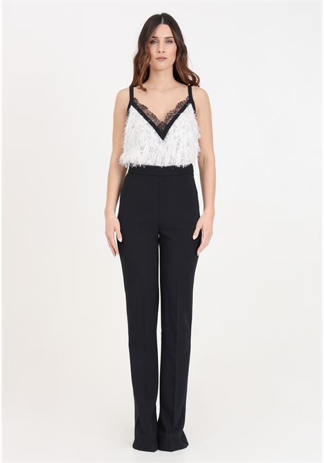 Black and ivory women's crepe jumpsuit with embroidered top ELISABETTA FRANCHI | TU02642E2309