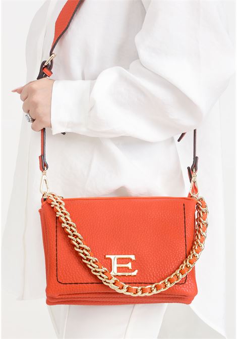 Orange women's bag with shoulder strap and golden metal logo lettering Ermanno scervino | 12401655309