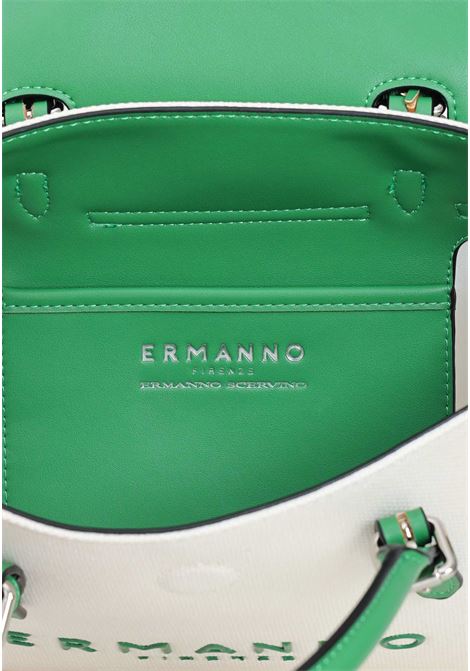Borsa da donna bianca e verde small double ruby canvas Ermanno scervino | Borse | 12401704301