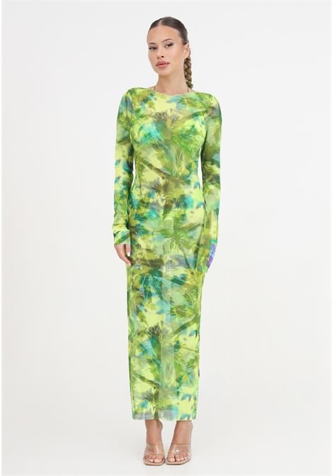 Sundown green long dress for women with tropical pattern F**K | Dresses | FK24-0548X04.