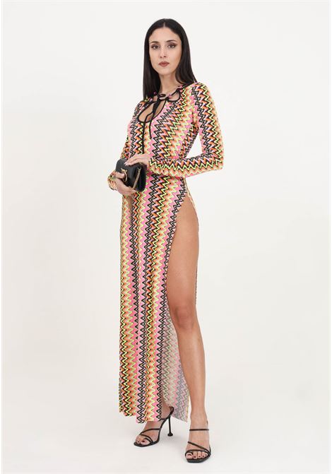 Long multicolor women's dress with jewel elements F**K | FK24-0607X07.