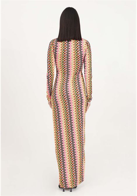 Long multicolor women's dress with jewel elements F**K | FK24-0607X07.