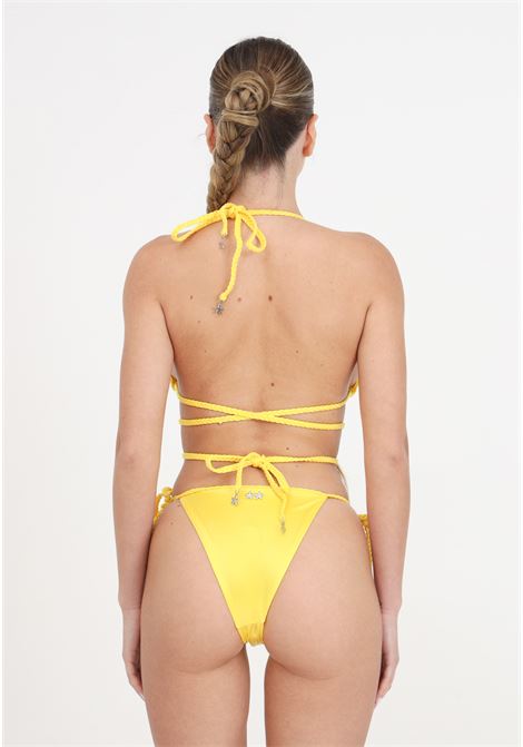 Women's yellow braided triangle beach top made up F**K | FK24-1001YL.