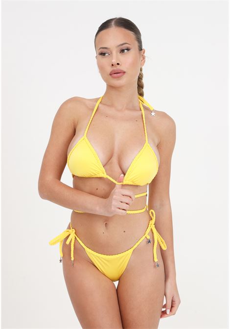 Slip mare donna giallo laccetti regolabili made up F**K | Beachwear | FK24-1021YL.