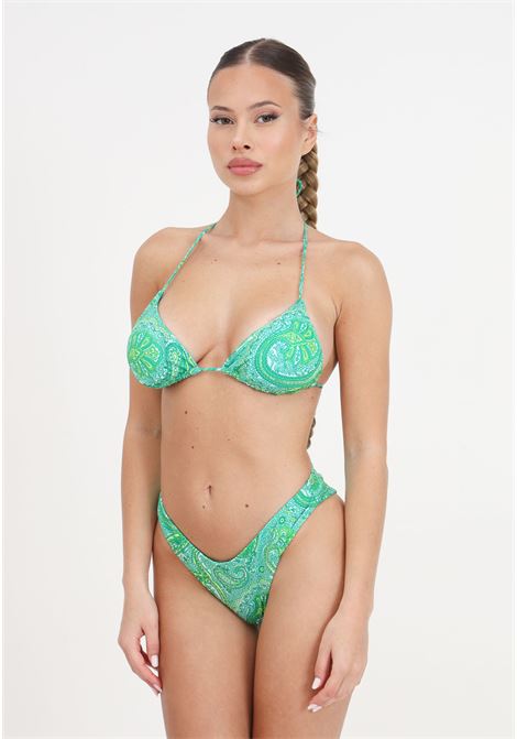 Green triangle patterned women's bikini and sundown fixed American briefs F**K | Beachwear | FK24-1320X12.