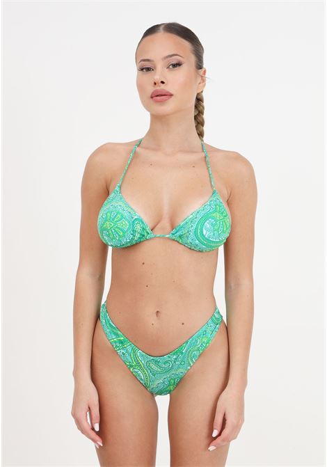 Bikini da donna fantasia verde triangolo e slip americano fisso sundown F**K | Beachwear | FK24-1320X12.