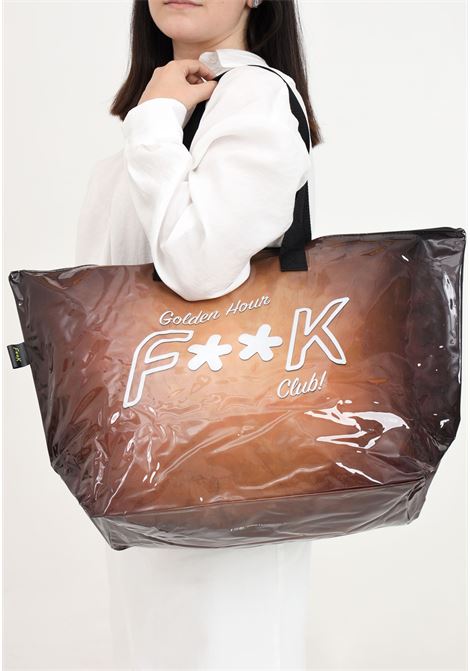Shopper da donna marrone con logo sul davanti F**K | Borse | FK24-A245X02.