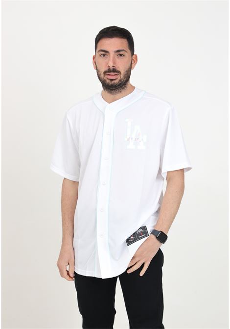 White men's shirt with light blue borders Dodgers holographic franc Fanatics | Shirt | 007N-08KK-LD-R8LWHITE/SALTWATER SLIDE