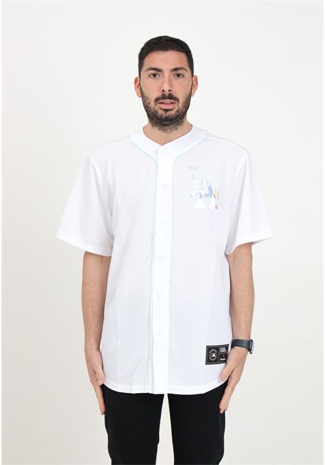 Camicia da uomo bianca con bordi celeste Dodgers holographic franc Fanatics | Camicie | 007N-08KK-LD-R8LWHITE/SALTWATER SLIDE