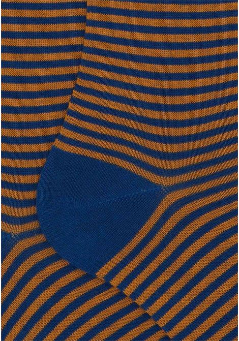 Men's blue and brown striped socks with Windsor pattern GALLO | Socks | AP10290132123