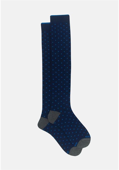 Long blue socks for men with polka dot pattern GALLO | Socks | AP10301312860