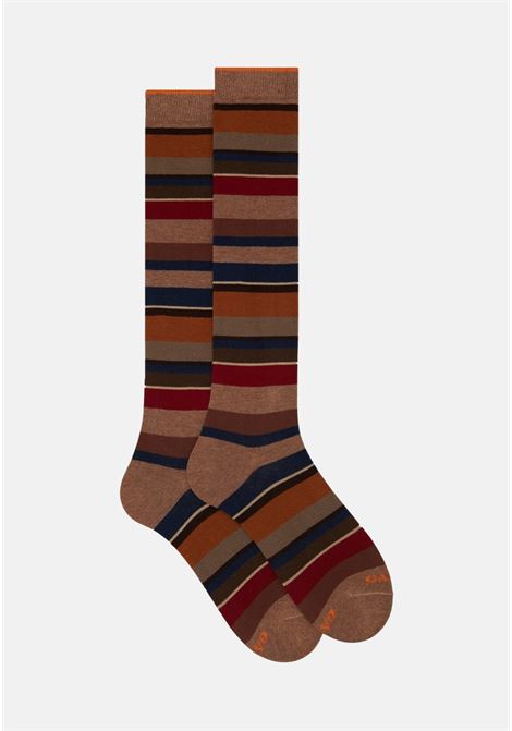 Brown striped socks for men GALLO | Socks | AP10341330728