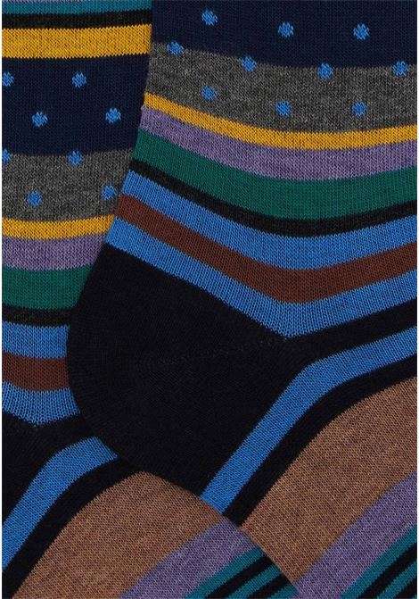 Royal blue striped socks for men GALLO | Socks | AP51239310718