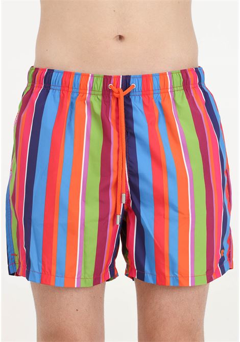 Shorts mare multicolor da uomo con fantasia a righe GALLO | Beachwear | AP51293610738