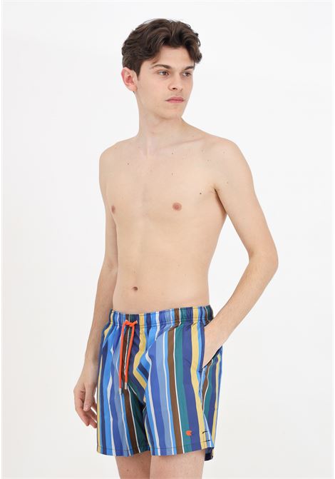 Shorts mare multicolor da uomo con fantasia a righe GALLO | AP51293612860