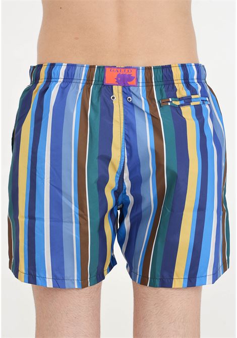 Shorts mare multicolor da uomo con fantasia a righe GALLO | Beachwear | AP51293612860
