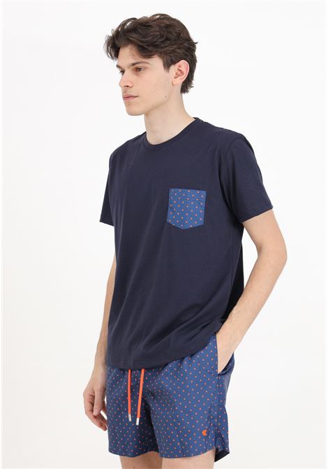 Men's blue short-sleeved T-shirt with polka dot pocket GALLO | T-shirt | AP51372513349