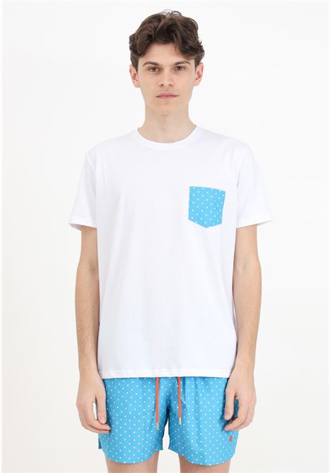 Men's white short sleeve t-shirt with polka dot pocket GALLO | T-shirt | AP51372532258