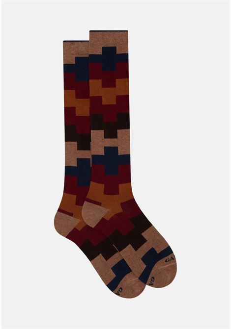 Patterned brown socks for men GALLO | Socks | AP51438511445