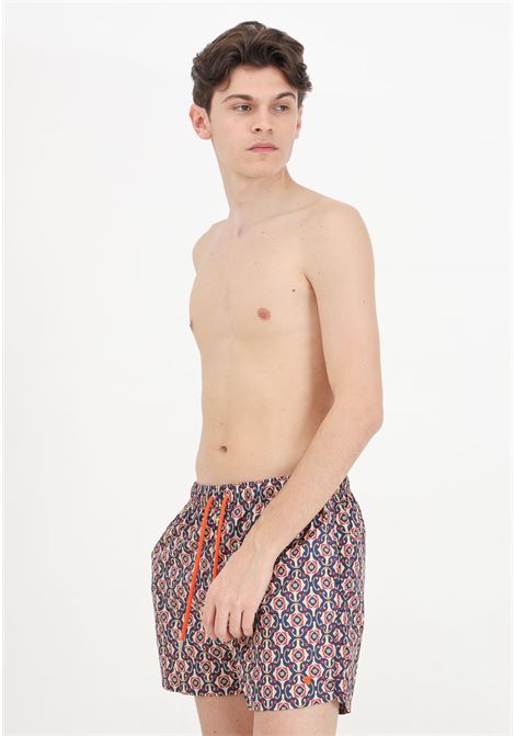 Beige men's swim shorts with small baroque pattern GALLO | Beachwear | AP51493412726