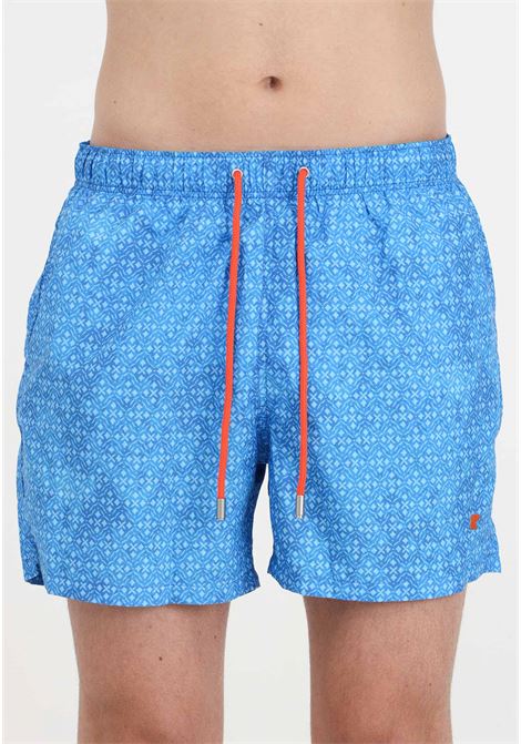 Light blue men's swim shorts with batik pattern GALLO | Beachwear | AP51494230910