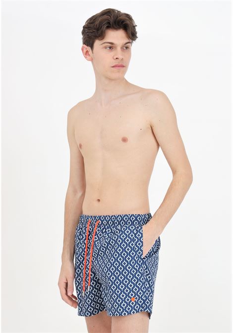 Blue men's swim shorts with small rhombuses GALLO | Beachwear | AP51494712679