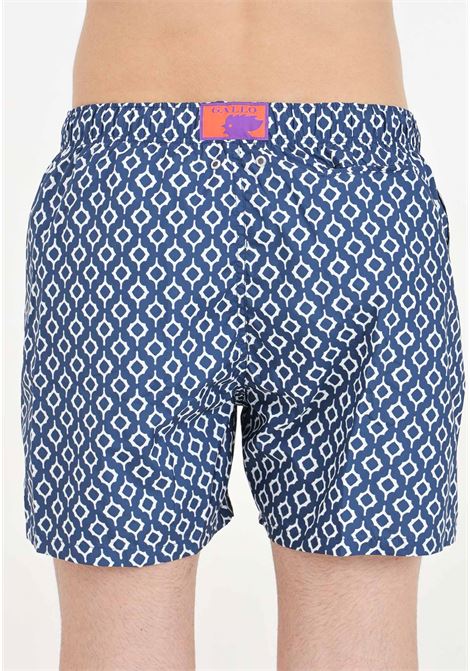 Shorts mare blu da uomo con piccoli rombi GALLO | Beachwear | AP51494712679