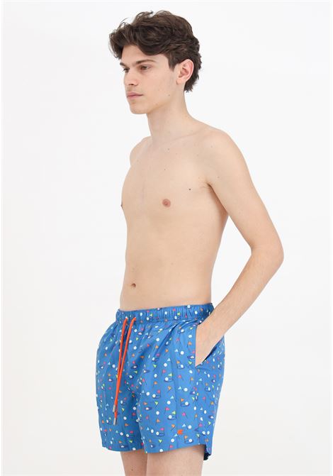 Shorts mare azzurro da uomo con piccoli elementi relativi al golf GALLO | Beachwear | AP51495612857