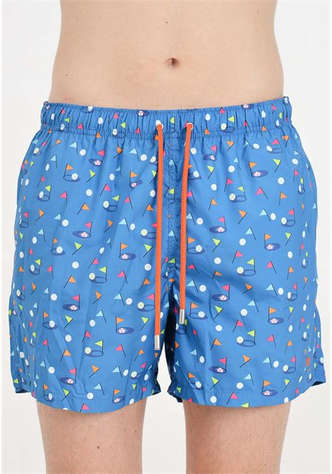 Light blue swim shorts for men with small golf-related elements GALLO | Beachwear | AP51495612857