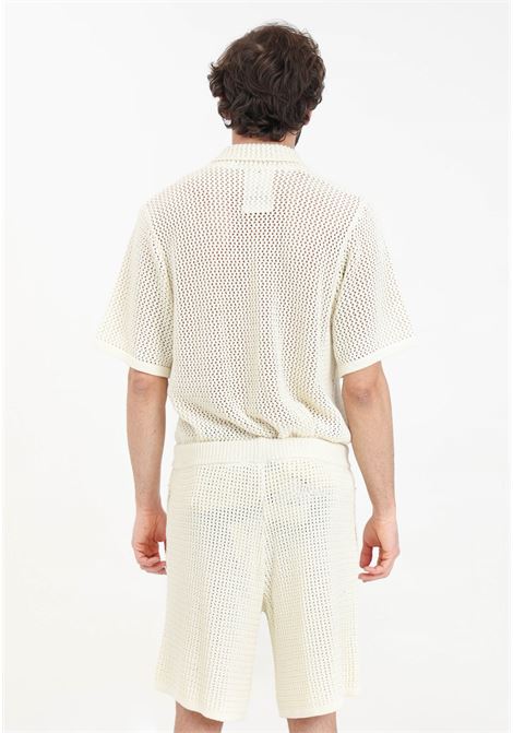 Cream colored men's shorts with perforated texture GARMENT WORKSHOP | Shorts | 034347GW018