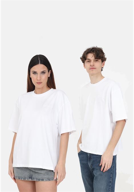 T-shirt bianca uomo donna con logo cucito sul davanti e sul retro GARMENT WORKSHOP | T-shirt | S4GMUATH021001