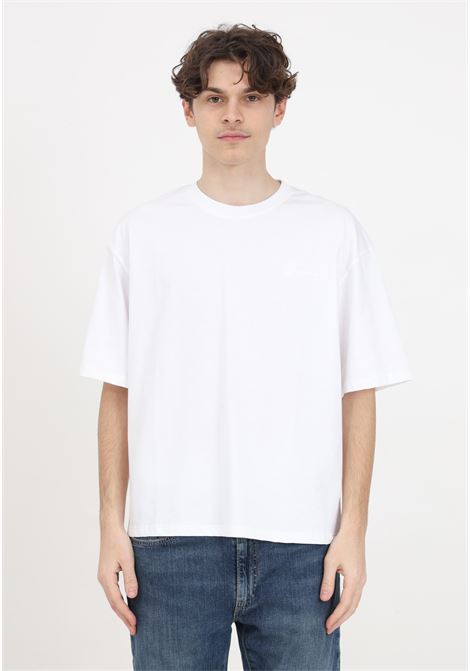 T-shirt bianca uomo donna con logo cucito sul davanti e sul retro GARMENT WORKSHOP | T-shirt | S4GMUATH021001