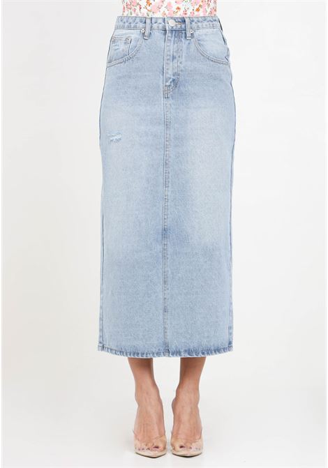 Women's long skirt in Light stonewash denim GLAMOROUS | Skirts | AN4709LIGHT STONEWASH