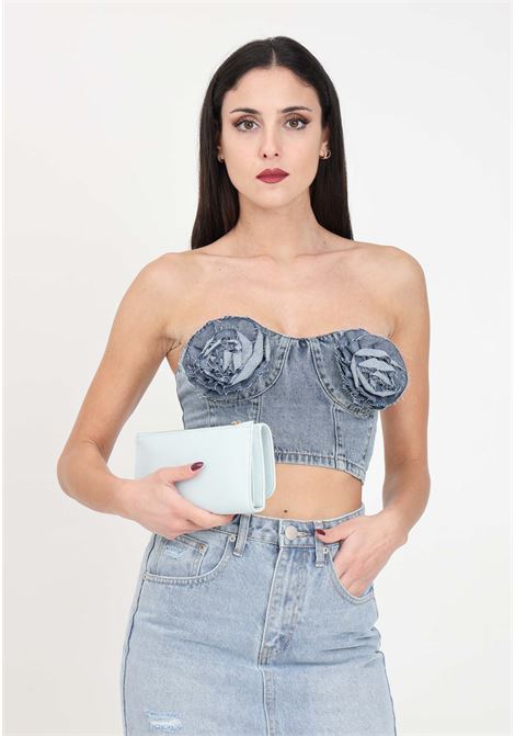 Women's denim top with roses sewn on the chest GLAMOROUS | AN4711HEAVY VINTAGE WASH