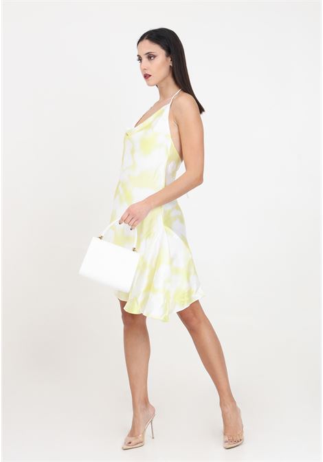 Short white and yellow tie-dye effect women's dress GLAMOROUS | Dresses | CK6871YELLOW PRINT SATIN