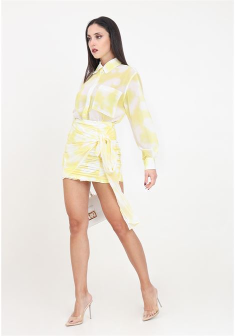 Short white and yellow women's skirt with tie-dye pattern GLAMOROUS | Skirts | CK7437YELLOW PRINT CHIFFON