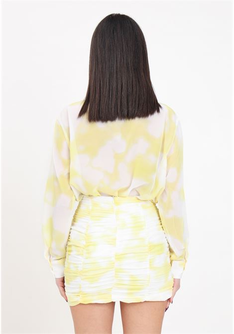 Short white and yellow women's skirt with tie-dye pattern GLAMOROUS | CK7437YELLOW PRINT CHIFFON