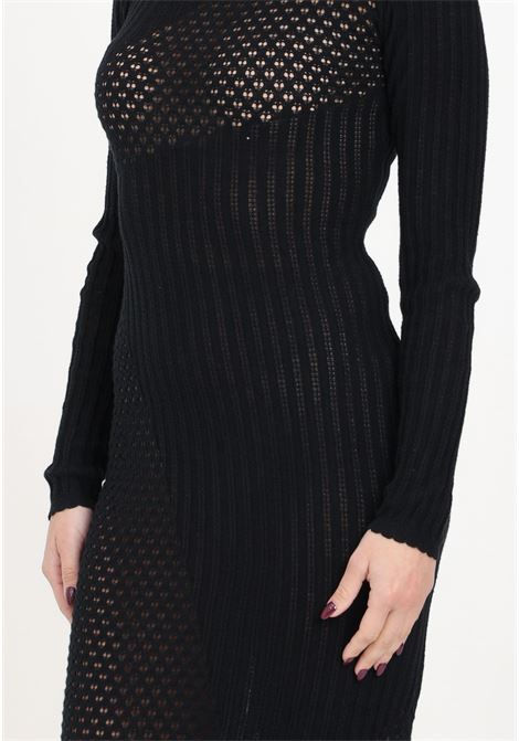 Long black women's dress with embroidered and perforated texture GLAMOROUS | CK7447BLACK