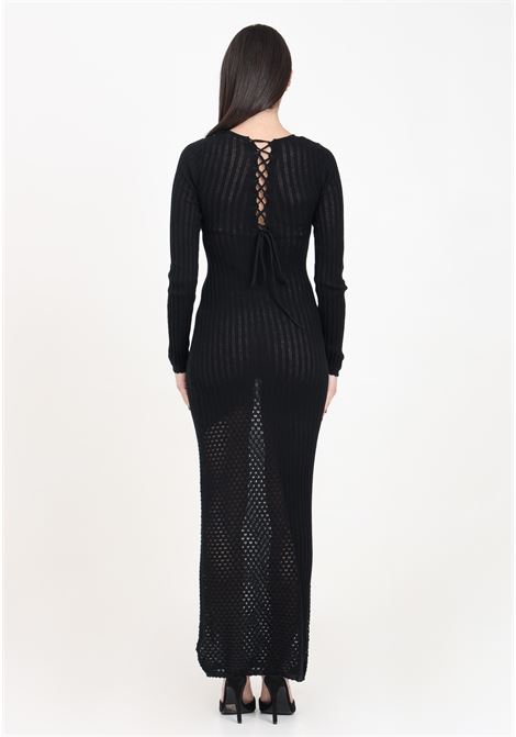 Long black women's dress with embroidered and perforated texture GLAMOROUS | Dresses | CK7447BLACK